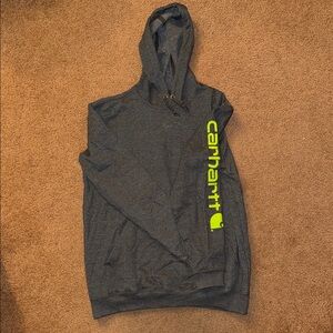 Carhartt Men's Charcoal Hoodie with Neon Logo